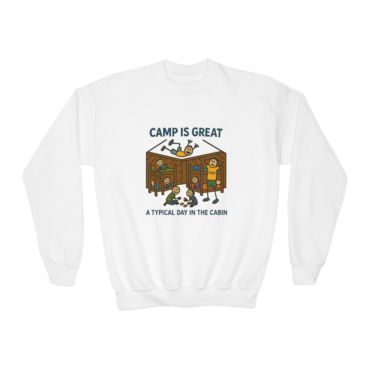 Youth Crewneck Sweatshirt Typical Day in the Cabin