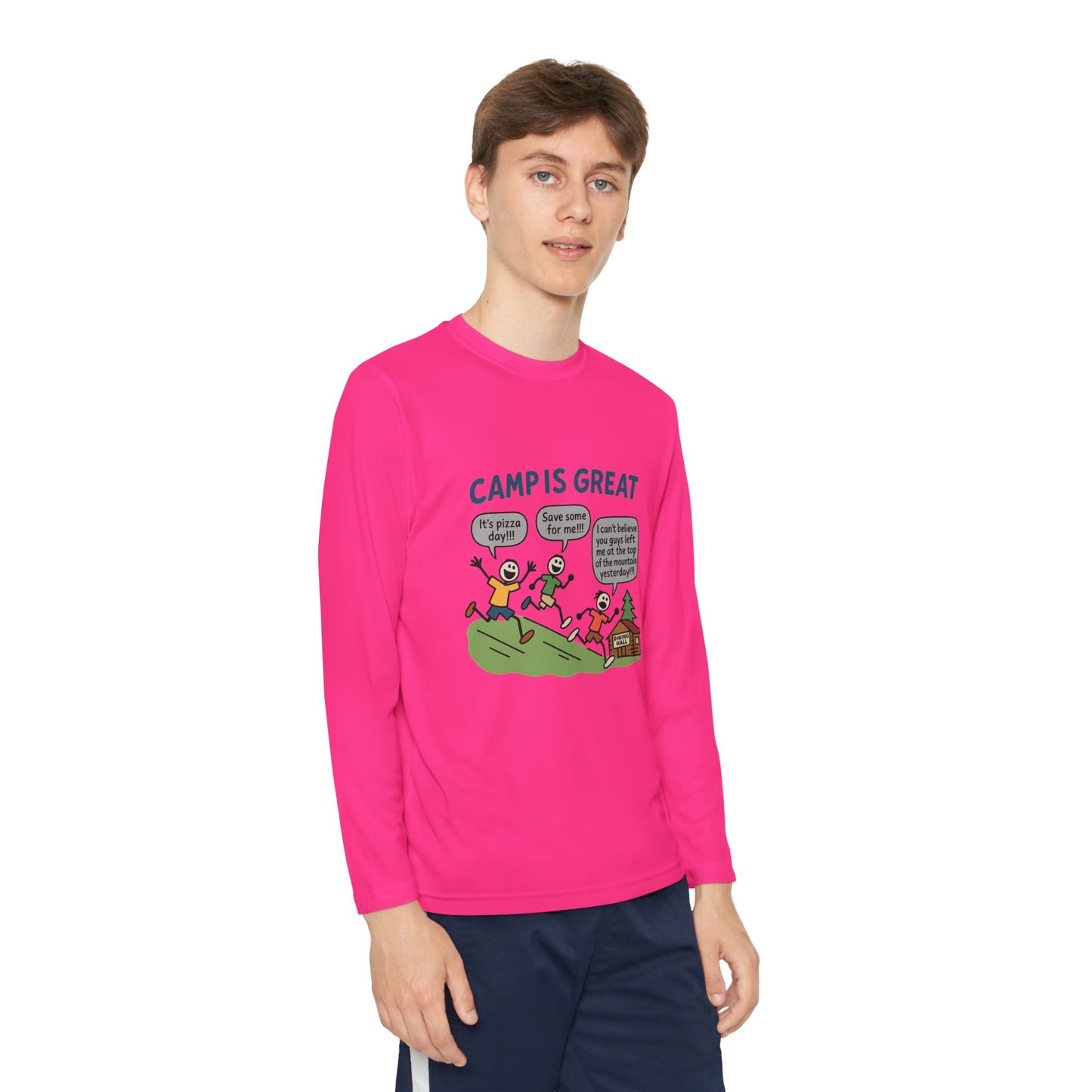 Youth Long Sleeve Competitor Tee Pizza Day