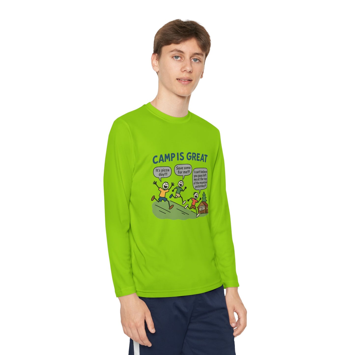 Youth Long Sleeve Competitor Tee Pizza Day