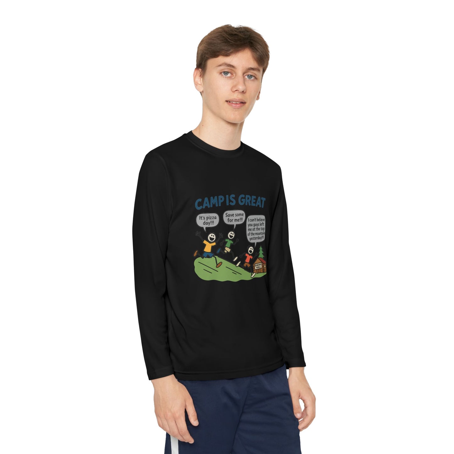 Youth Long Sleeve Competitor Tee Pizza Day