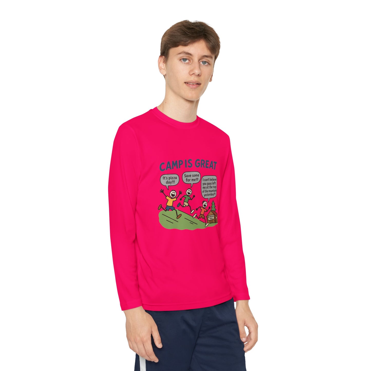 Youth Long Sleeve Competitor Tee Pizza Day