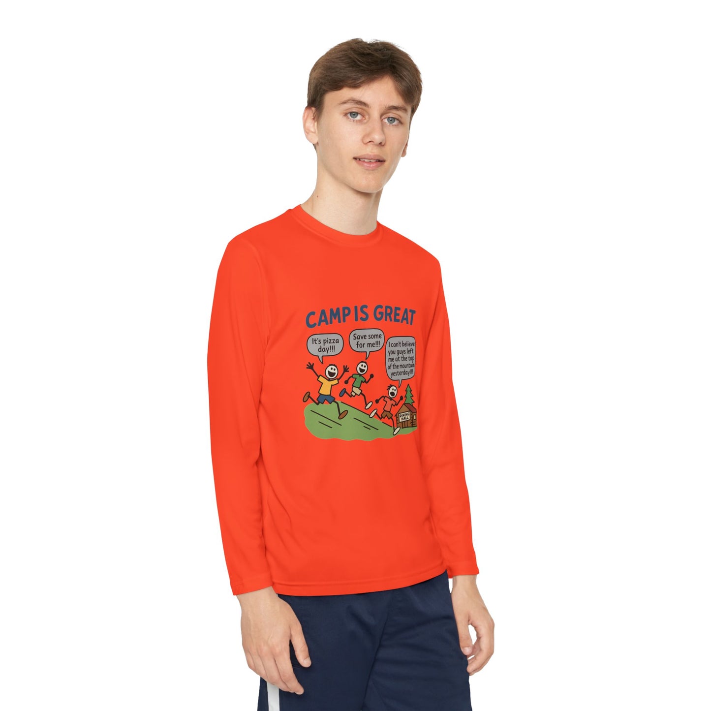Youth Long Sleeve Competitor Tee Pizza Day