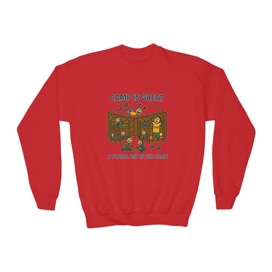 Youth Crewneck Sweatshirt Typical Day in the Cabin